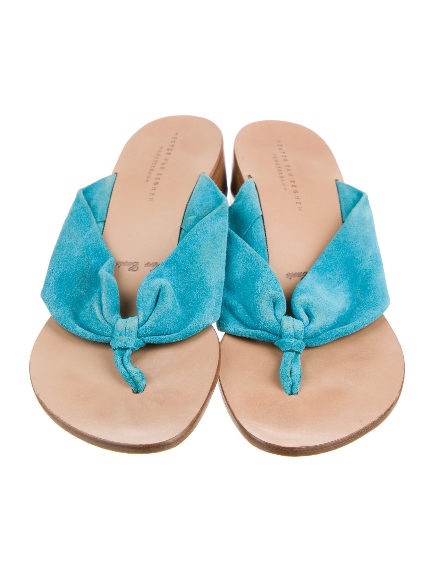 Hester Van Eeghen Suede Colorblock Pattern Slides